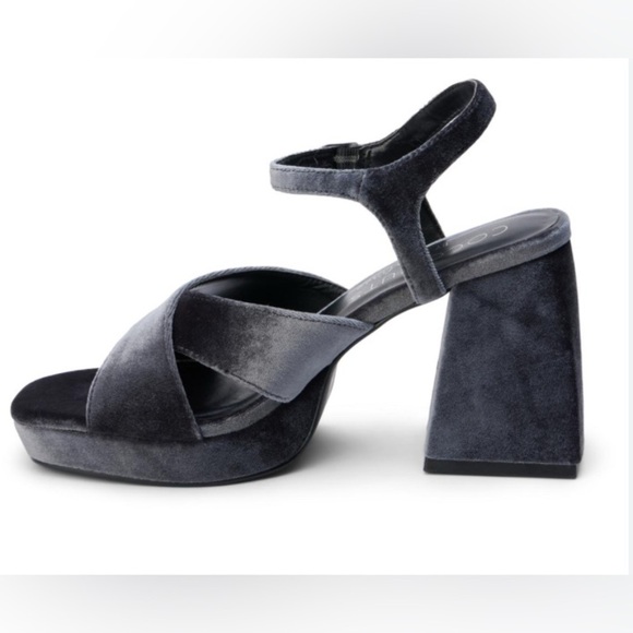 Gray Velvet Coconuts By Matisse/Block Heel Robin Platform Sandals Size 7 NWOT - Picture 2 of 11